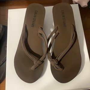 Brown Wedge Flip Flops